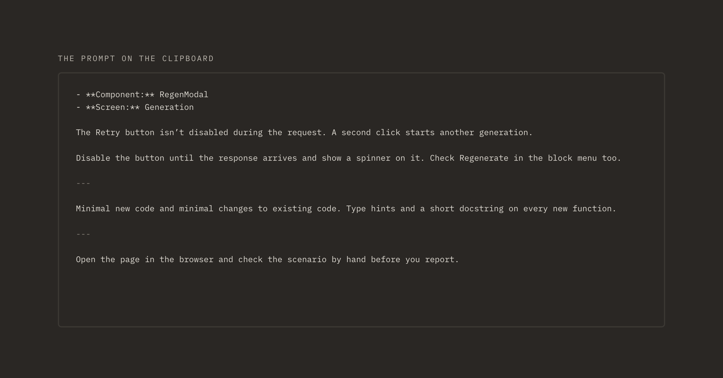Prompt: fields, task, includes