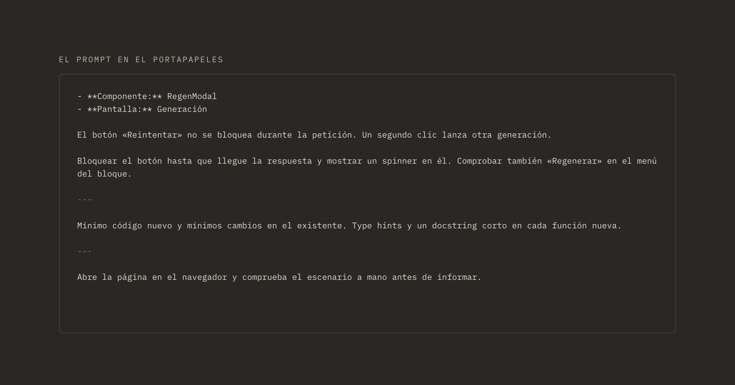 Prompt: campos, tarea, fragmentos